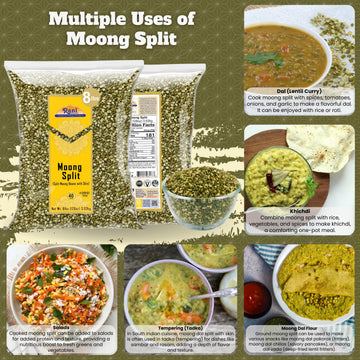 Rani Moong Split (Split Mung Beans With Skin) Lentils Indian 128Oz (8Lbs) 3.63Kg Bulk ~ All Natural | Gluten Friendly | Non-Gmo