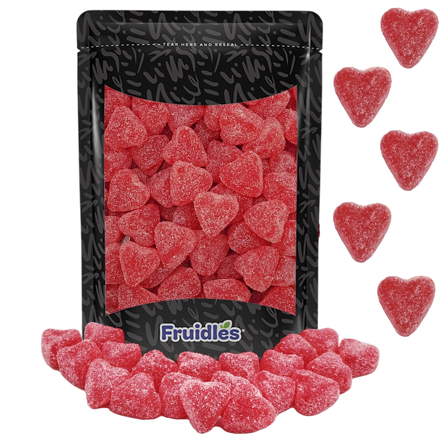 Fruidles Valentines Cherry Hearts Jelly, Delicious Gummy Candy, Fun and Festive Holiday Snacking, Party Favor (1 Pound)