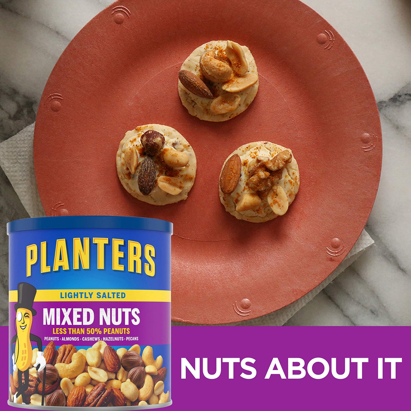 PLANTERS Mixed Nuts, Lightly Salted, 15 Ounce Canister, Pack of 3