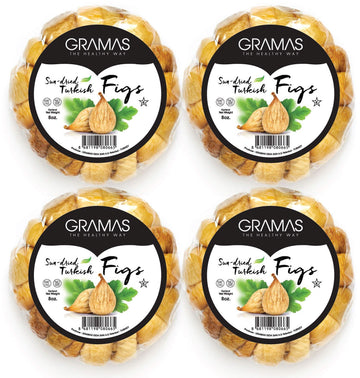 Gramas 2 lbs Natural Sun-Dried Turkish Figs, 4 Individually Packed Gluten-Free Calimyrna Figs, Non-GMO, No Added Sugar, No Sulfu