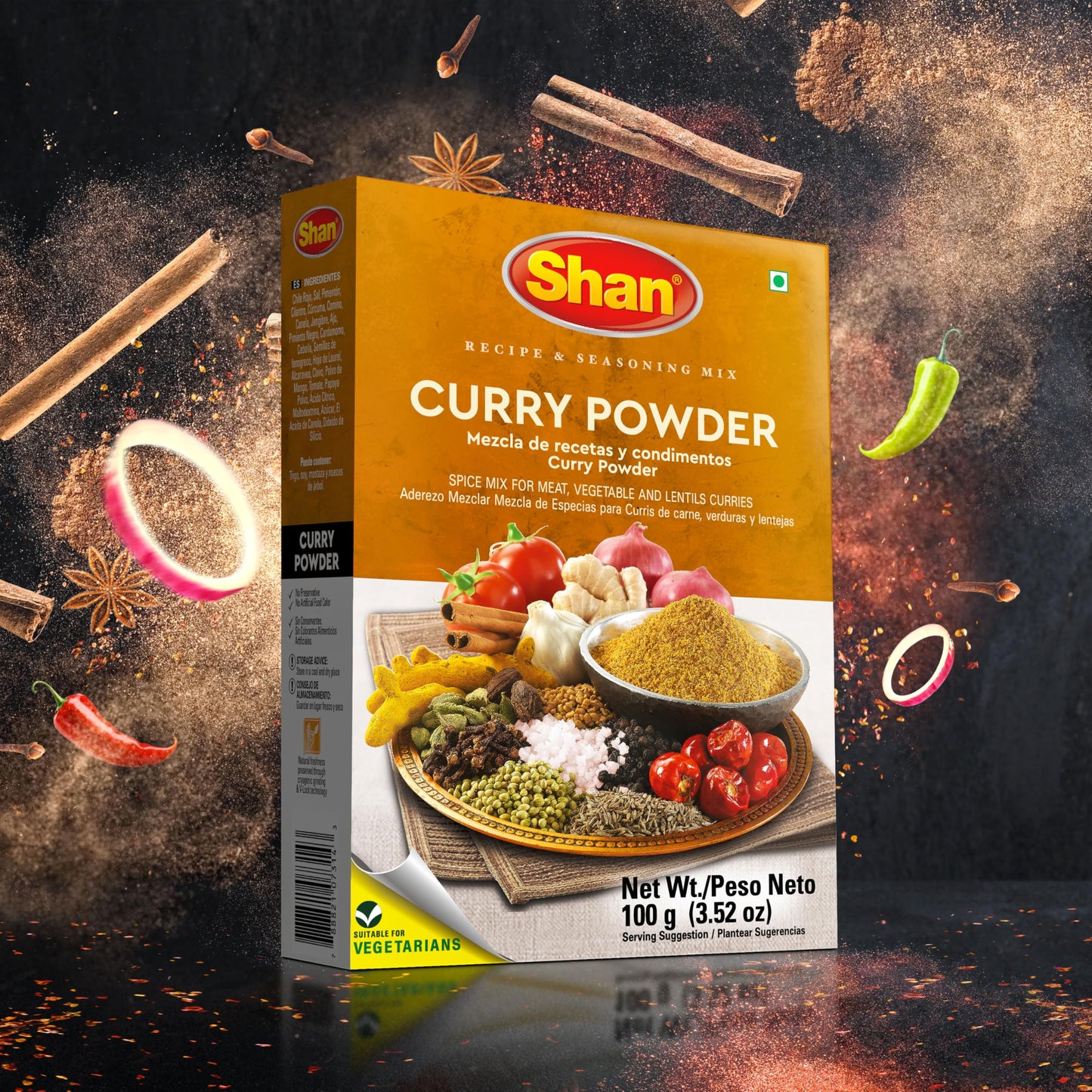 Shan Curry Powder Mix, 3.52 Oz (100G) | Authentic Indian Spice Blend For Meat, Vegetable, And Lentil Curry | Vegan & Vegetarian