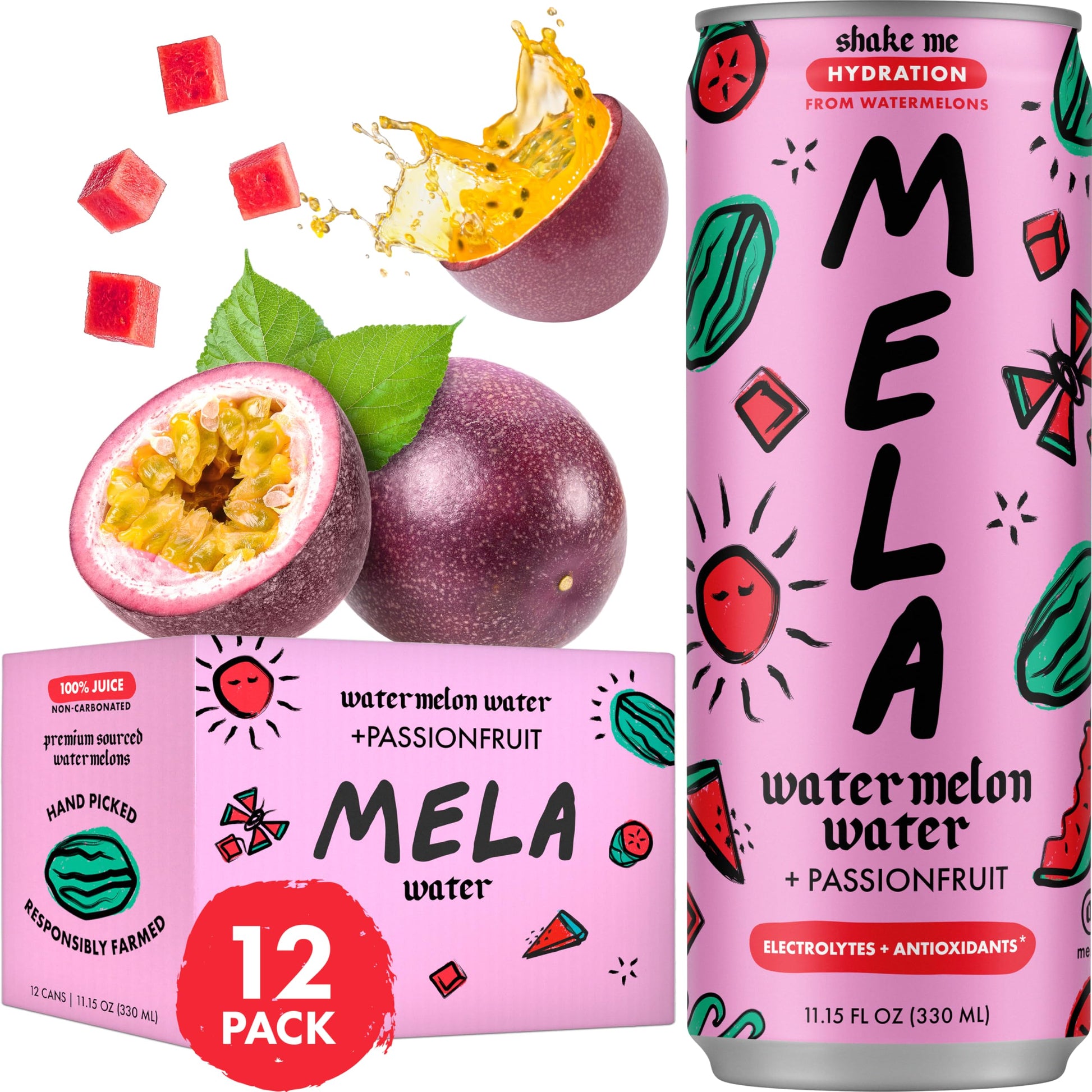 Mela Watermelon Water - Watermelon Juice, 100 Percent Natural Fruit Juice with Vitamin C, Electrolytes, Antioxidants - Coconut W