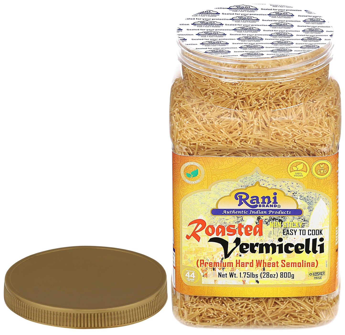Rani Roasted Vermicelli (Roasted Wheat Noodles) 28Oz (1.75Lbs) 800G Pet Jar ~ All Natural | Vegan | Non-Gmo | Kosher | Indian Or