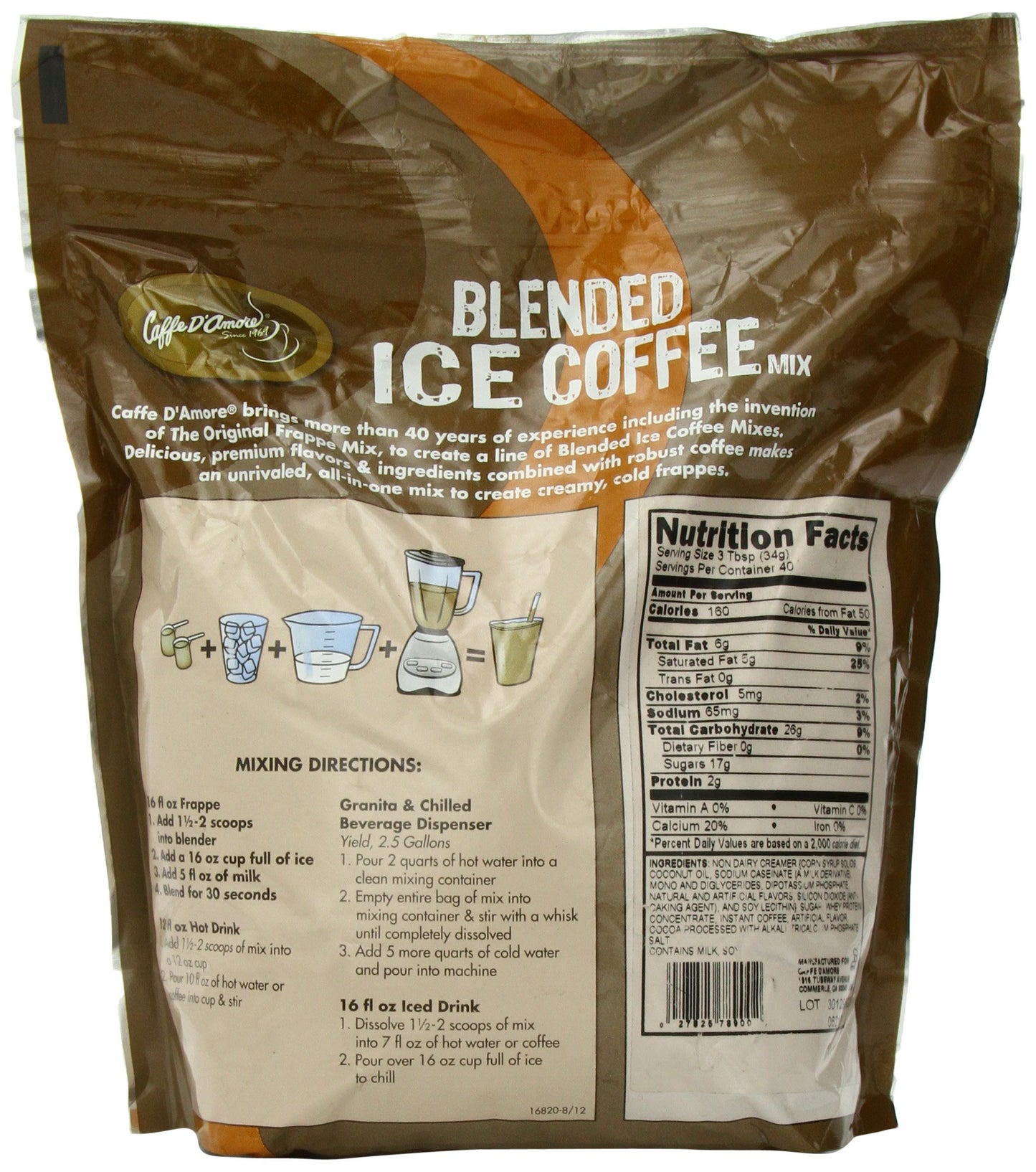 DaVinci Gourmet Ice Coffee Mocha Blended Drink Mix  3 Pounds