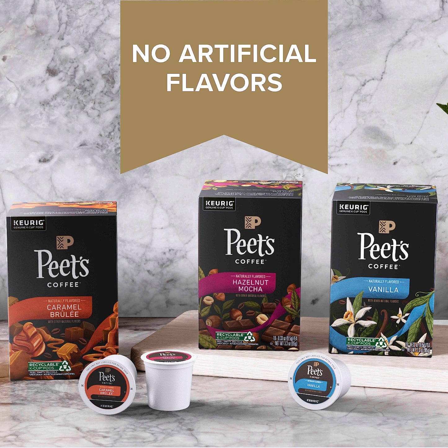 Peets Coffee Flavored Light Roast K-Cup Pods - Vanilla 22 Count - Caramel Brûlée