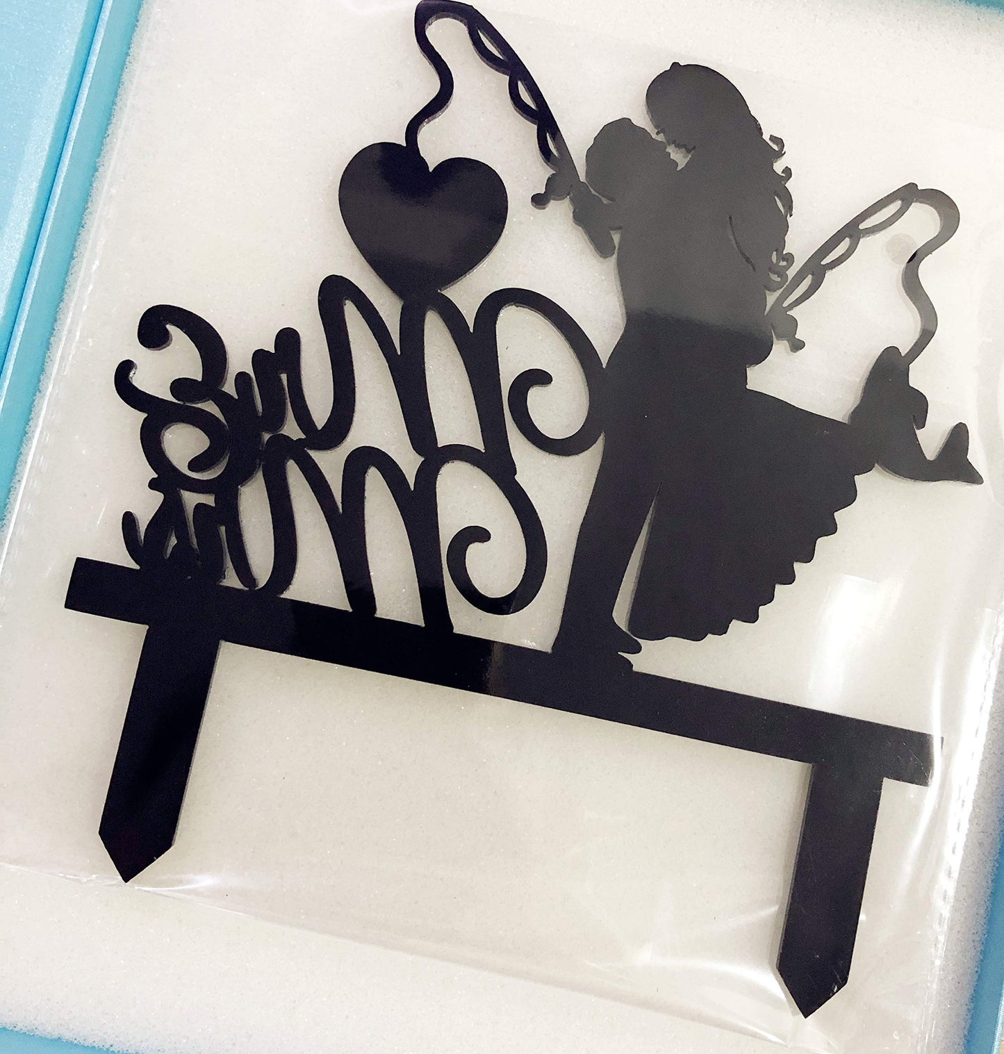 iEventStar Wedding Cake Topper Bride Groom Fishing Black 1 Count