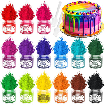 Food Coloring Powder - 15 Bright Colors Flavorless Food Dye, Highly Concentrated Upgraded Food Coloring for Icing, Baking, Cake 
