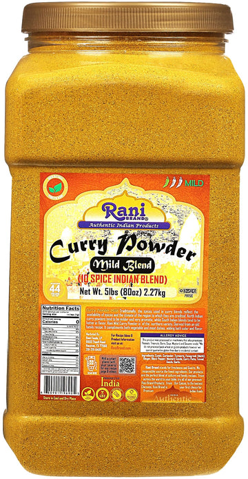 Rani Curry Powder Mild (10-Spice Authentic Indian Blend) 80Oz (5Lbs) 2.27Kg Bulk Pet Jar ~ All Natural | Salt-Free | No Chili Or