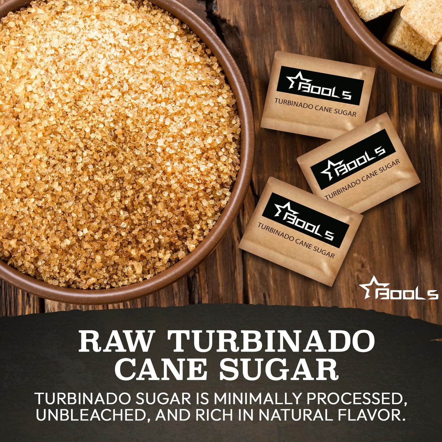 Generic Raw Sugar Packets – Individually Wrapped Turbinado Cane Sugar – 500 Count – Perfect for Coffee and Tea