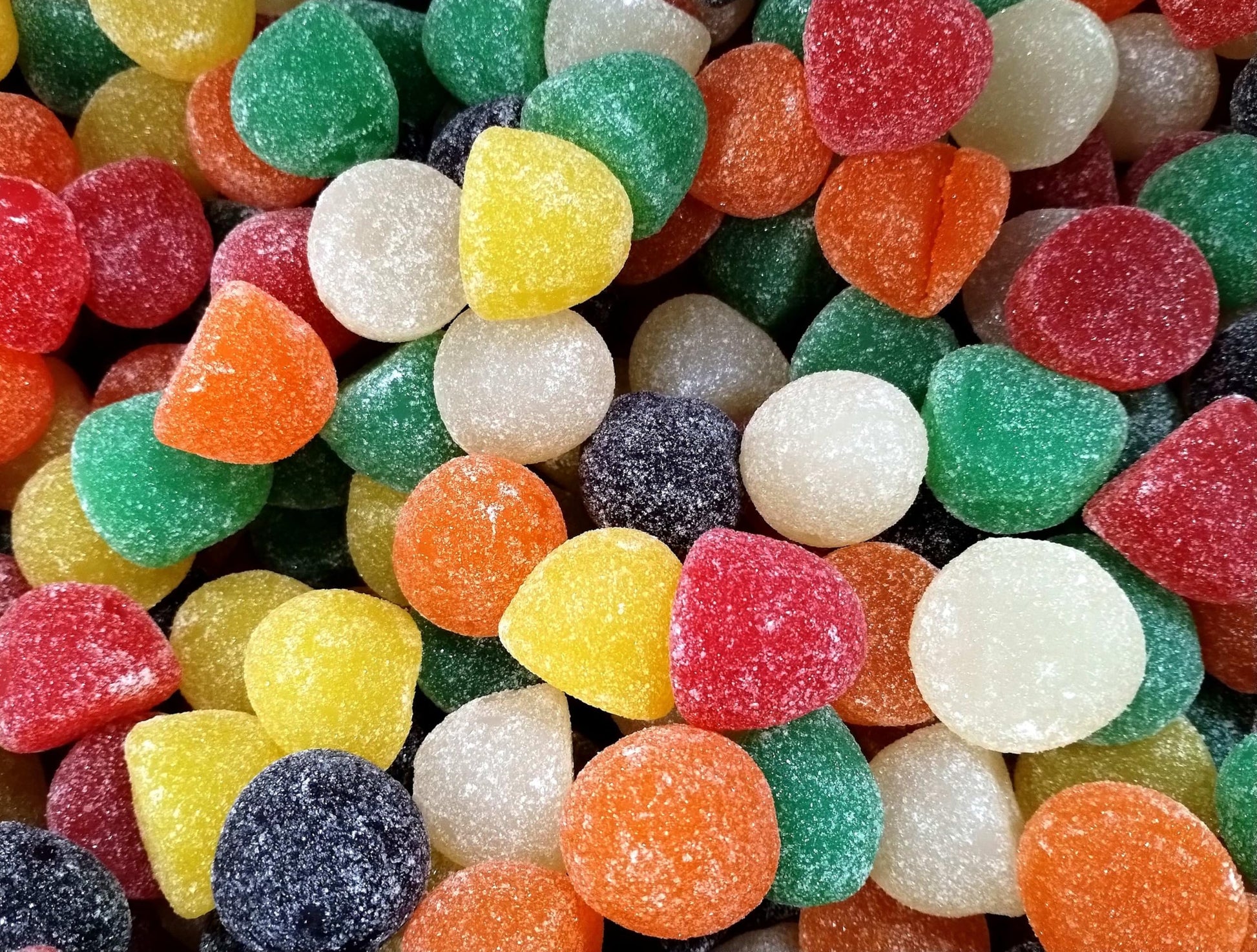 Assorted Sugar Sanded Fruit Juju Gum Drops - 2 lbs of Fresh Delicious Bright Chewy Lemon Lime Orange Cherry Pineapple Grape Bulk