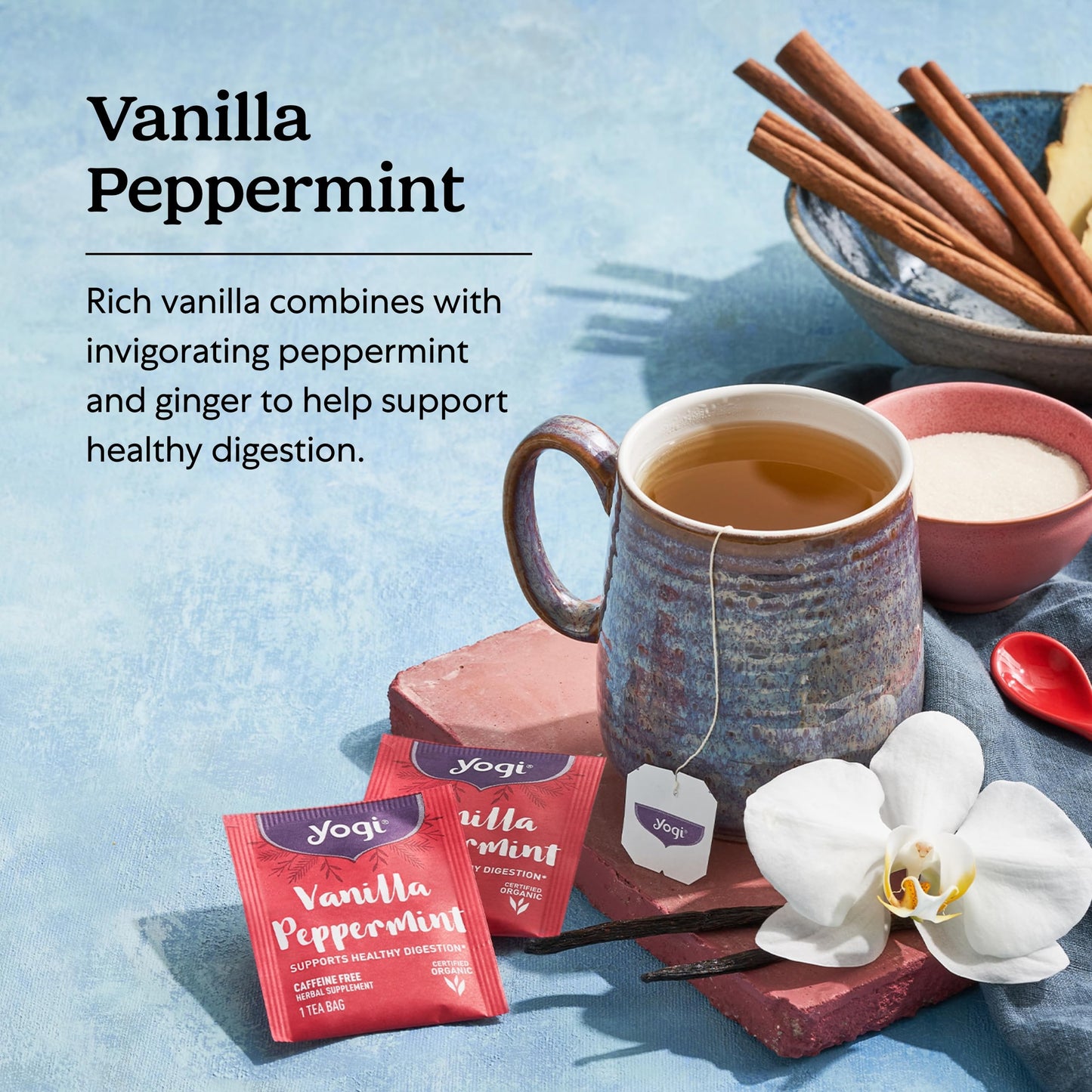 Yogi Tea Vanilla Peppermint - 16 Bags Per Pack (4 Packs) - Herbal Peppermint Vanilla To Support Healthy Digestion - Limited Edition Holiday Digestive Tea With Peppermint, Ginger & More