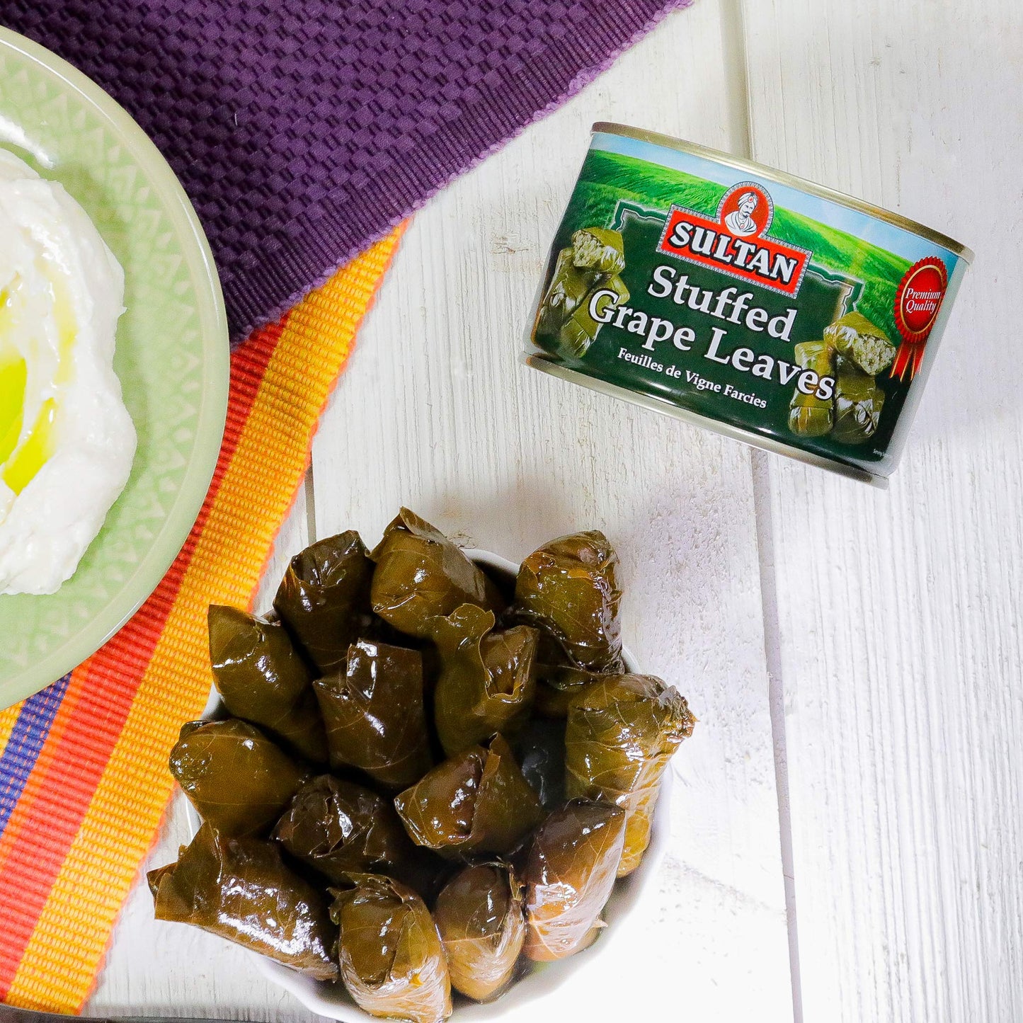 Sultan Vegetarian Stuffed Grape Leaves, Precooked Premium Dolma, Dolmades. Perfect For Mezze Platter, Serve Hot Or Cold, Appetizer Or Entrée! 14 Oz Pack Of 24