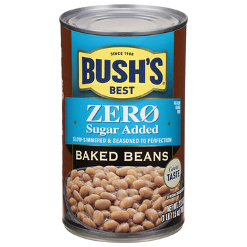 BUSH'S BEST Zero Sugar Baked Beans, Source Of Plant Based Protein And Fiber, Low Fat, Gluten Free, 27.5 oz