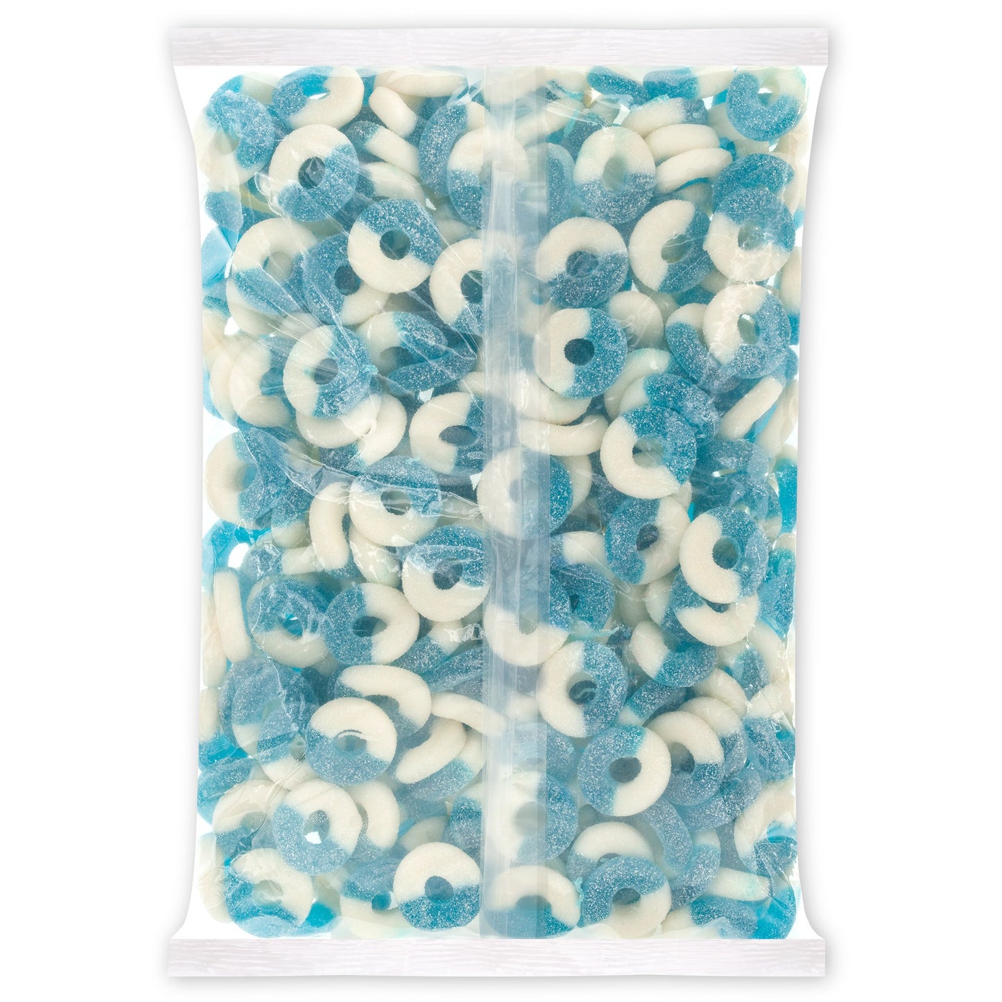 Albanese Gummi Blue Raspberry Rings, 4.5 lbs of Candy, Blue and White, Model 50131
