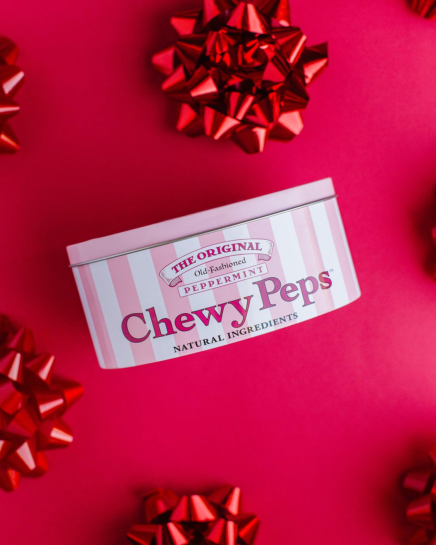 The Original Chewy Peps Peppermint Gift Tin, Handcrafted Premium Old-Fashioned Candy, Organic Non-Gmo Sustainable Ingredients, 1