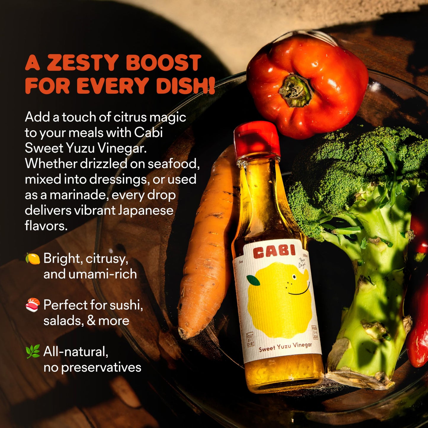 Cabi Sweet Yuzu Vinaigrette (Pack of 2) - Artisanal Vegan Salad Dressing, Japanese Rice Vinegar Condiment for Seafood & Sushi