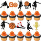 36 Pcs Basketball Cupcake Toppers Glitter Star Player Cupcake Picks Basketball Hoop Game Shoe Sports Ball Cake Decorations For Sports Theme Baby Shower Birthday Party Supplies