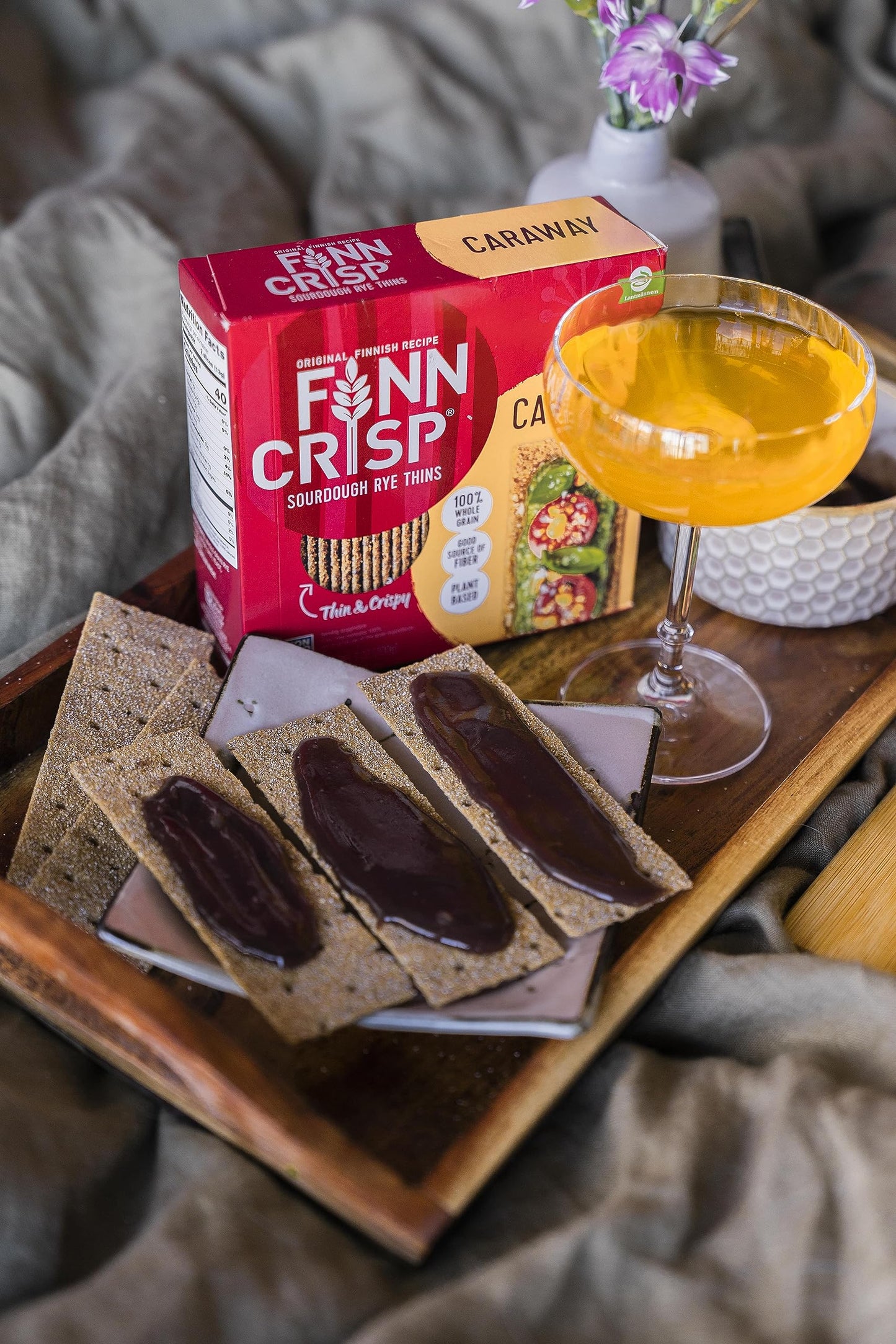 Finn Crisps Rye Crispbread With Caraway 7Oz | Thin, Crispy Rye Flatbreads With Caraway | Authentic Finnish Sourdough Crispbread