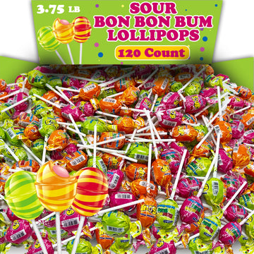 Bulk Lollipops Assortment Variety Pack, 120 Count Assorted Fruity Flavors Bubble Gum Filled Candy Pops, Individually Wrapped Sou