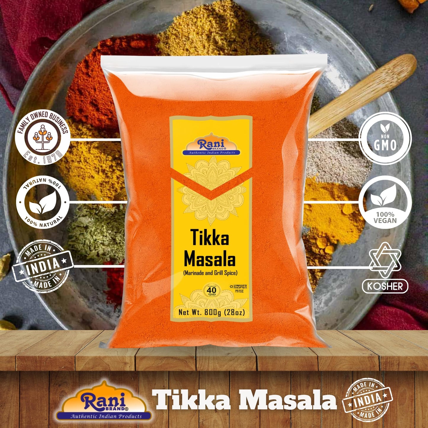 Rani Tikka Masala 7-Spice Blend, All Natural, Vegan, Gluten Friendly, 28oz (800g)
