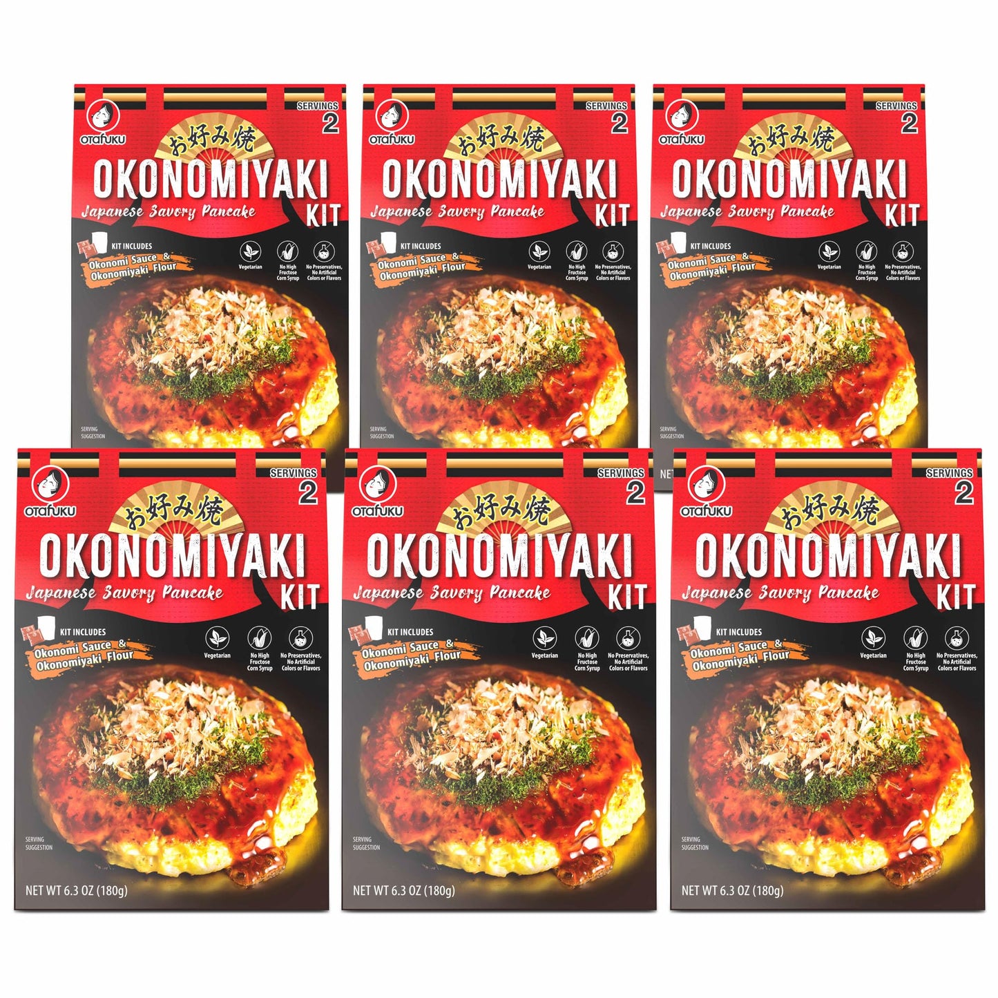Otafuku Okonomiyaki Kit- Includes Flour and Sauce for Japanese Savory Pancakes (6 Kits)