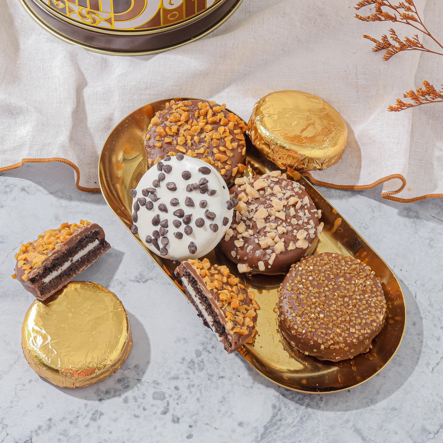 Cookie Gift Basket- Gourmet Food Gifts Prime Delivery - Chocolate Covered Cookie Set- Bonnie And Pop