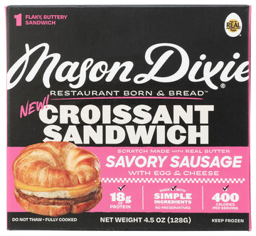 Mason Dixie Biscuit Co Savory Sausage Croissant Sandwich With Egg & Cheese, 4.5 Oz