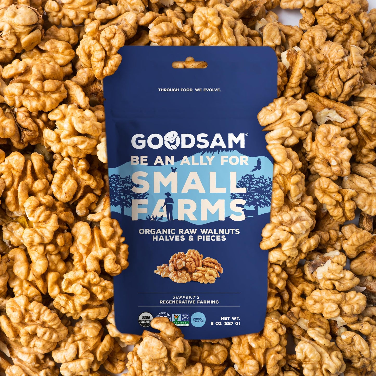 Goodsam Organic Raw Walnuts 3-Pack, 8 Oz Each, Unsalted, Gluten-Free, Non-Gmo, Vegan, Keto-Friendly, Sourced From Regenerative F