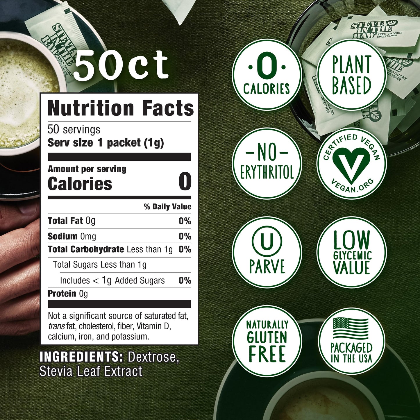 Sugar In The Raw Stevia Extract In The Raw - Packets - 50 Count