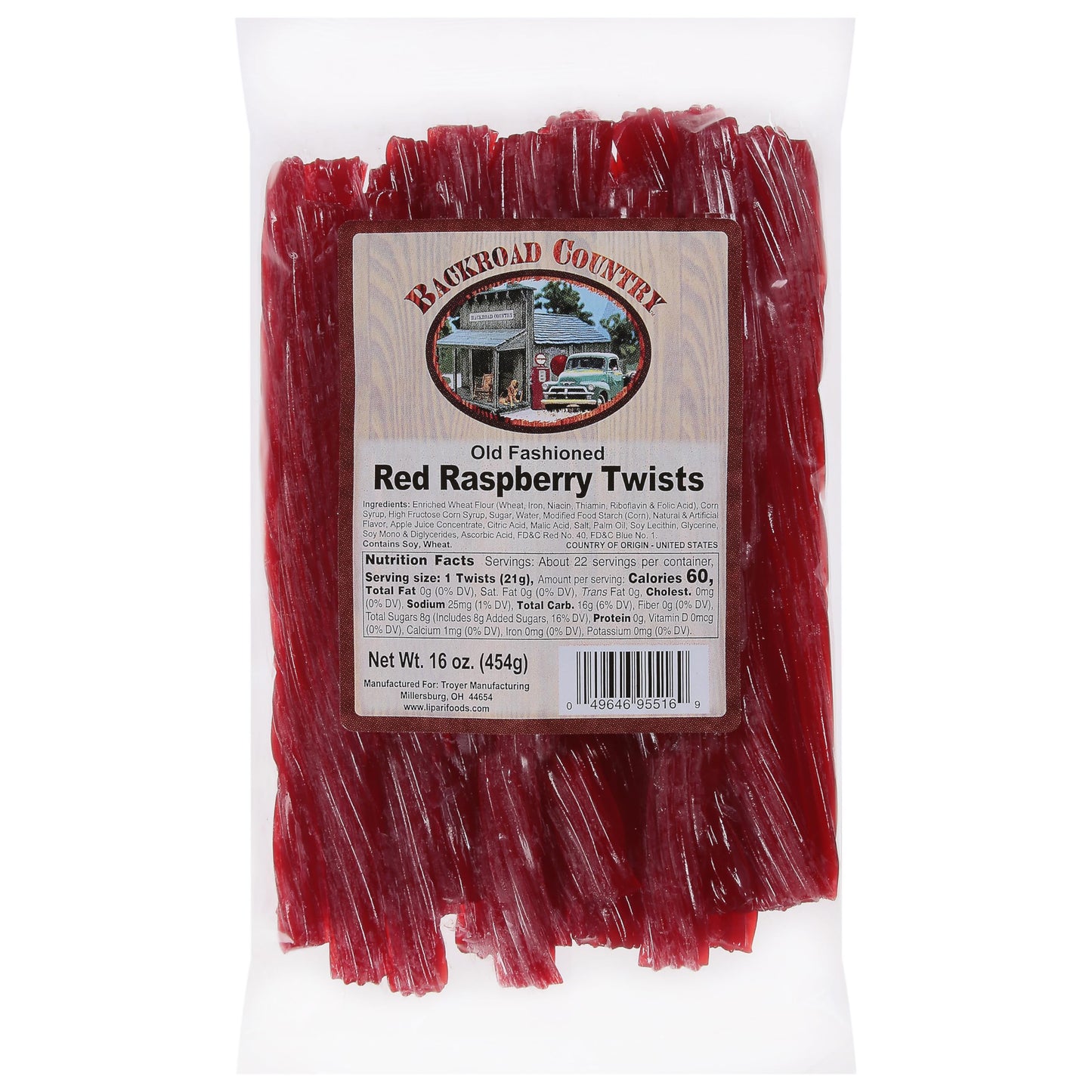 Backroad Country Old Fashioned Red Raspberry Twists - Licorice Candy - Made In The Usa - 16 Oz (Pack Of 1)