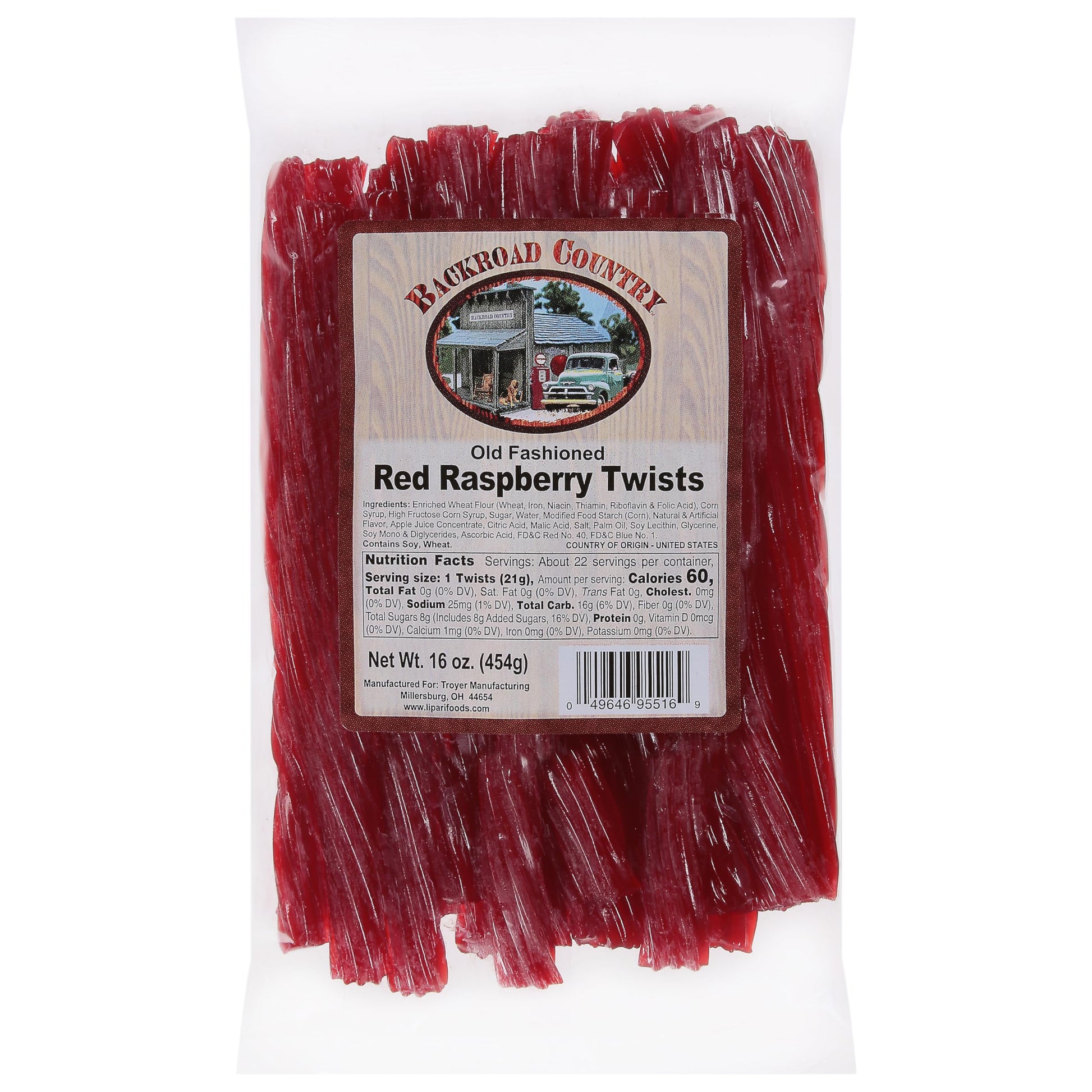 Backroad Country Old Fashioned Red Raspberry Twists - Licorice Candy - Made In The Usa - 16 Oz (Pack Of 1)