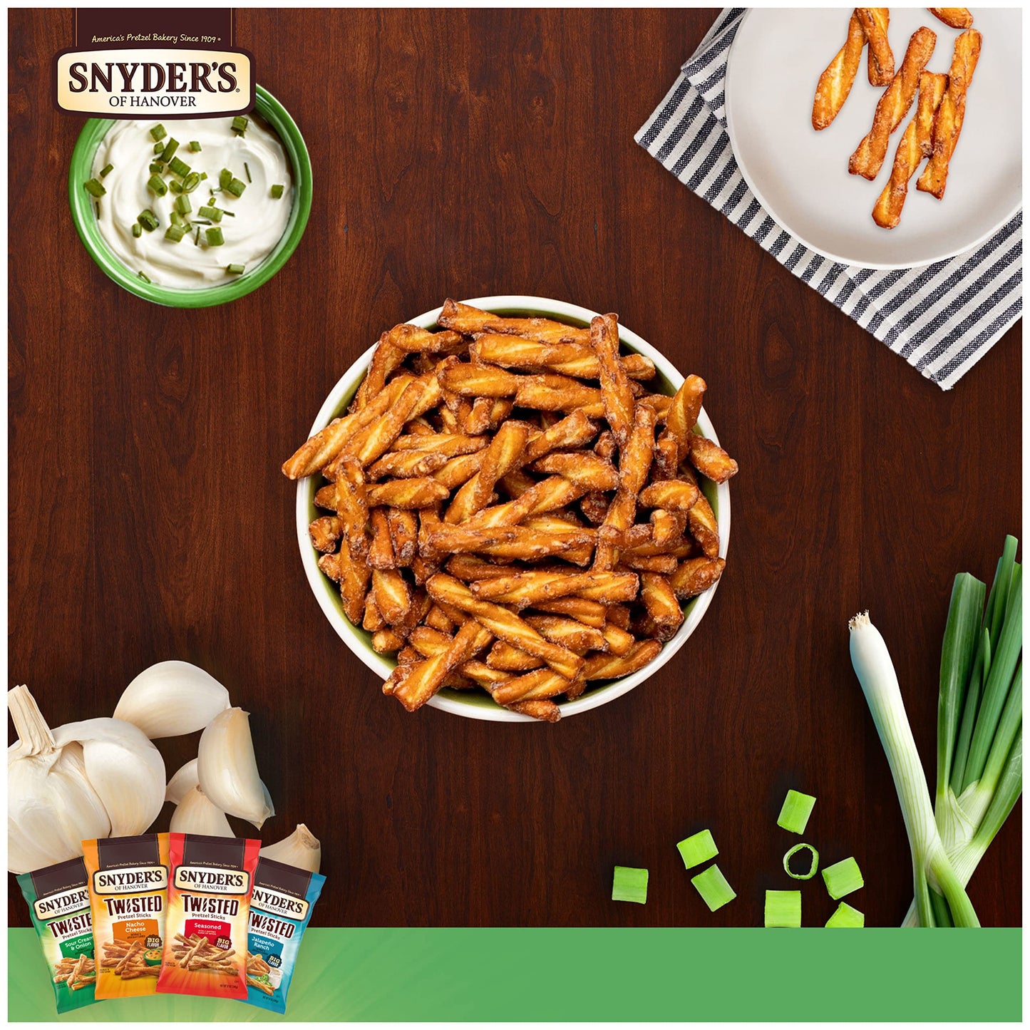 Snyder'S Of Hanover, Sour Cream & Onion Twisted Pretzel Sticks, 12 Oz Bag