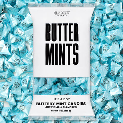 Candy Envy - Its a Boy Buttermints - 13 oz. Bag - 100 Individually Wrapped Candy Mints - Baby Shower Party Favors