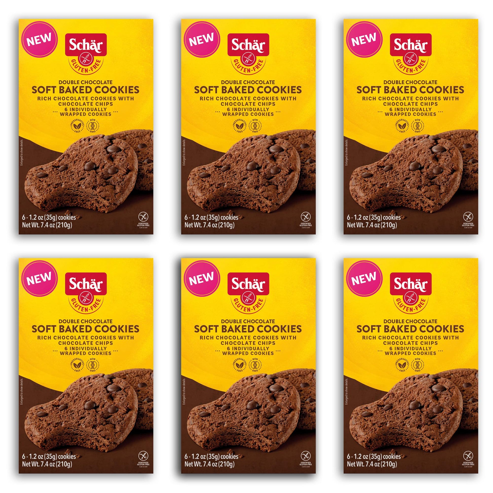 Schar Double Chocolate Soft Cookie 6-Pack - Decadent Chocolate Bliss in Every Bite - Indulgent Treat for Chocolate Lovers - Heav