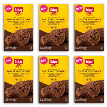 Schar Double Chocolate Soft Cookie 6-Pack - Decadent Chocolate Bliss in Every Bite - Indulgent Treat for Chocolate Lovers - Heav