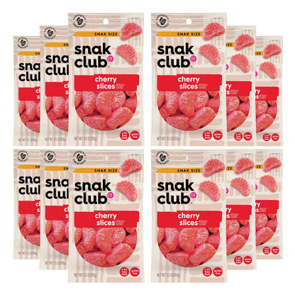 Snak Club Cherry Slices Gummy Candy, Fruit Flavored Candy Gummies, Soft and Chewy, Fat-Free and Gluten-Free Snacks, 3.5 oz Snack