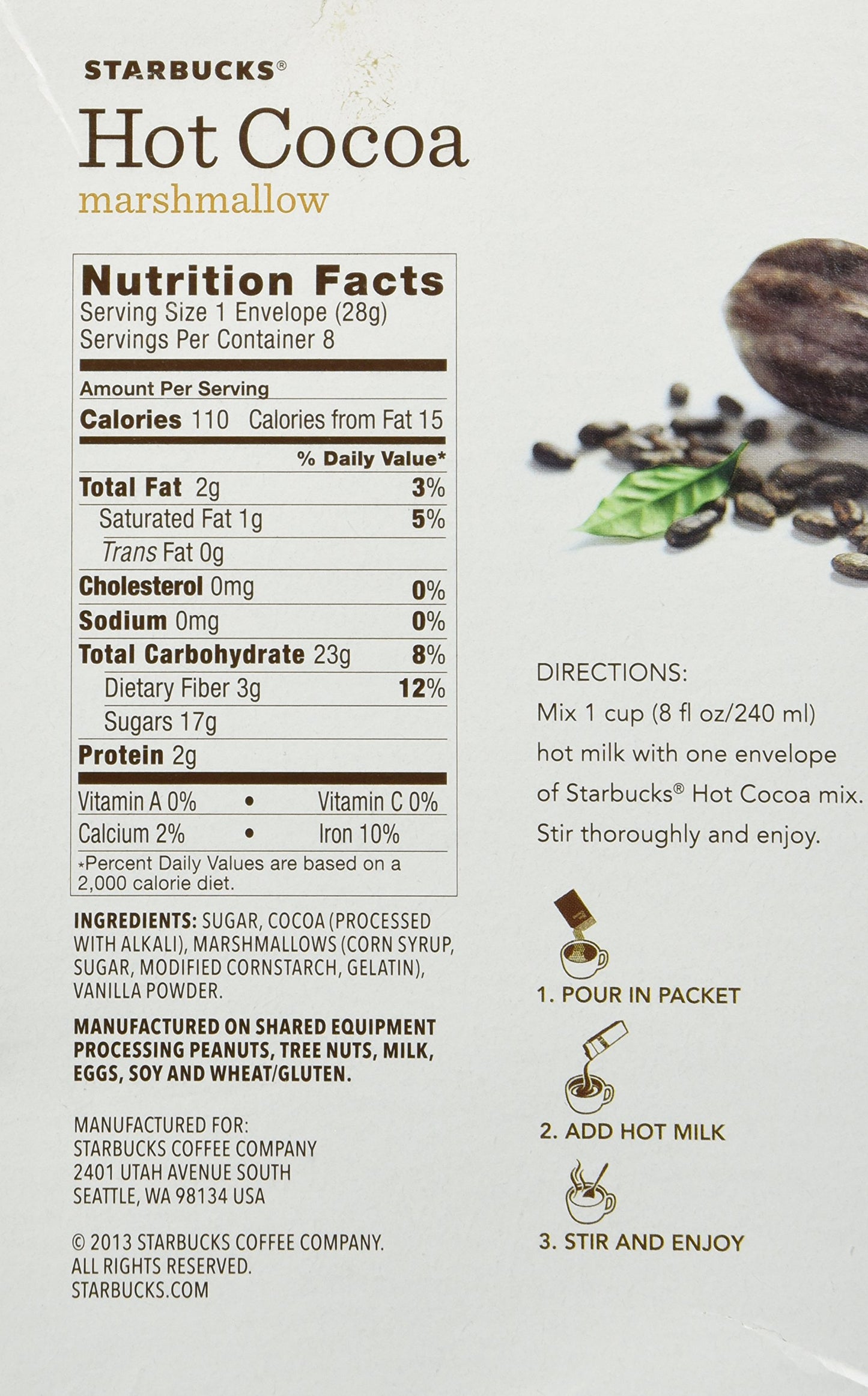 Starbucks Marshmallow Hot Cocoa Mix, 8 Count (Pack Of 1)