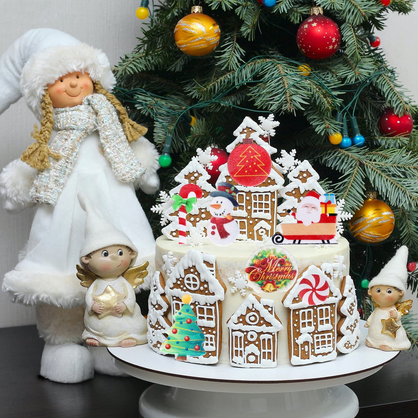 60 Pcs Edible Cupcake Toppers - Santa Claus, Snowman, Christmas Tree Picks - Merry Christmas Cake Decorations For Xmas, New Year & Birthday Parties