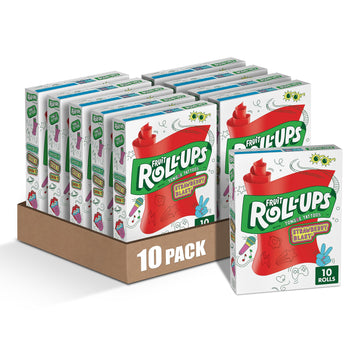 Fruit Roll-Ups Fruit Flavored Snacks, Strawberry Blast, 0.5 Oz, 10 Ct (Pack Of 10)