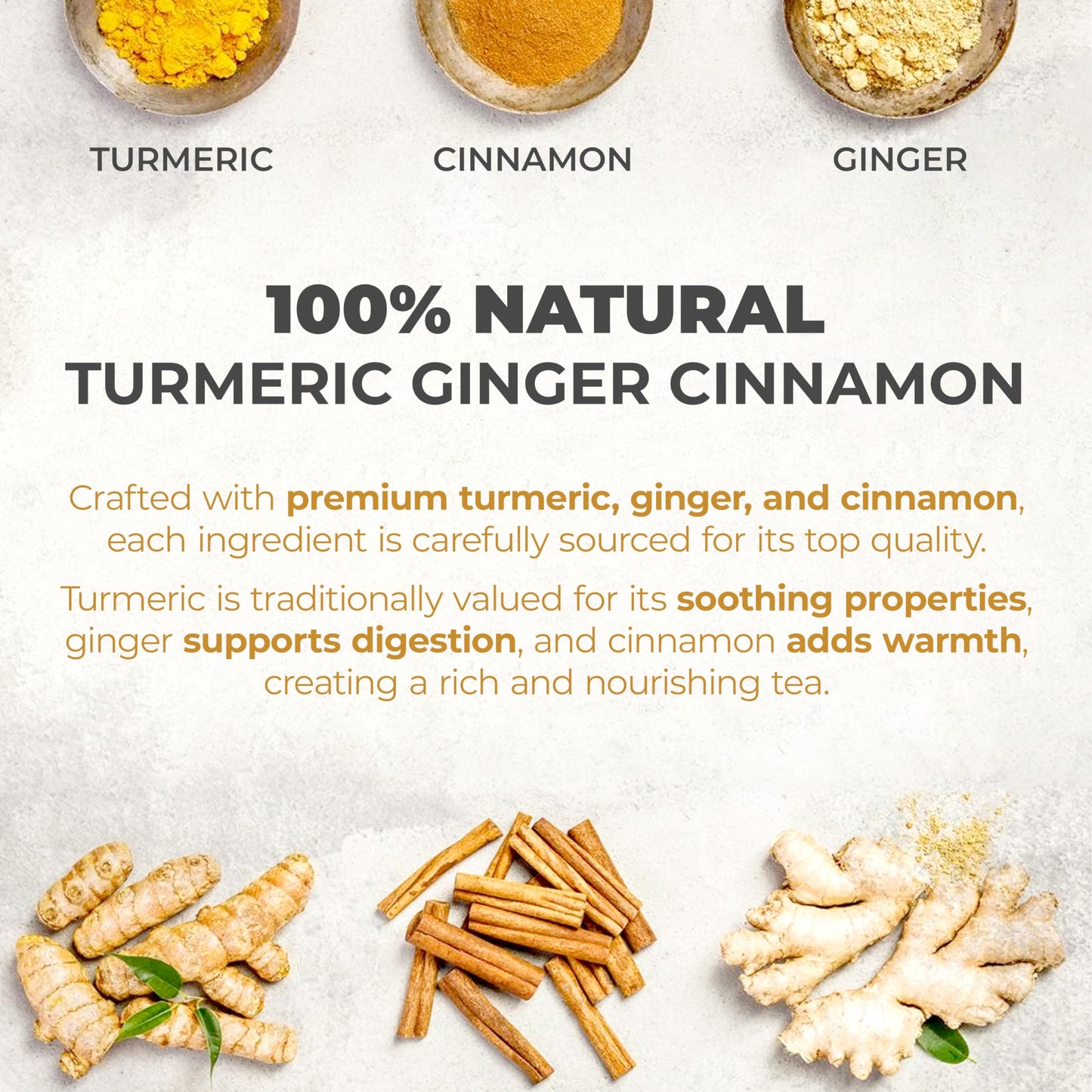 LeafLea Turmeric Ginger Herbal Tea Bags, 100% Natural, Caffeine-Free, 40 Bags, Vegan, Individually Wrapped for Freshness
