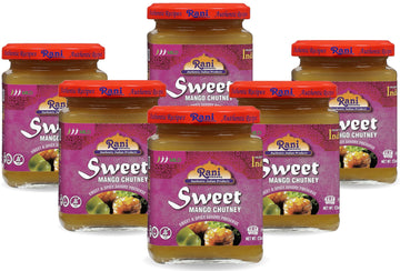Rani Sweet Mango Chutney (Indian Preserve) 12.3oz (350g) Glass Jar, Ready to eat, Vegan, Pack of 5+1 ~ Gluten Free, All Natural,