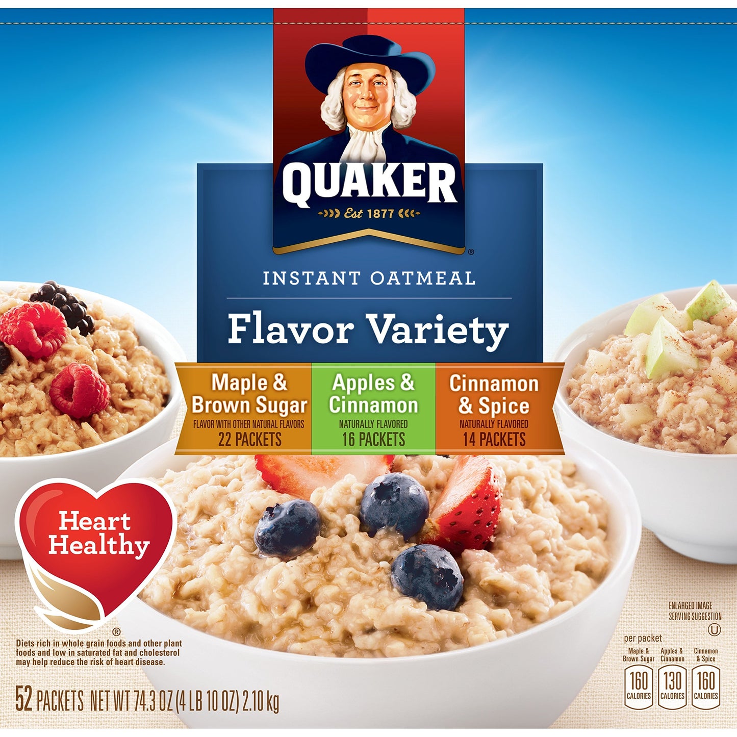 Quaker Instant Oatmeal Variety, 52 Ct