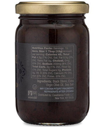 Mina Gourmet Black Olive Spread Tapenade, 7 oz - Made with Moroccan Olives, Perfect for Appetizers and Dips