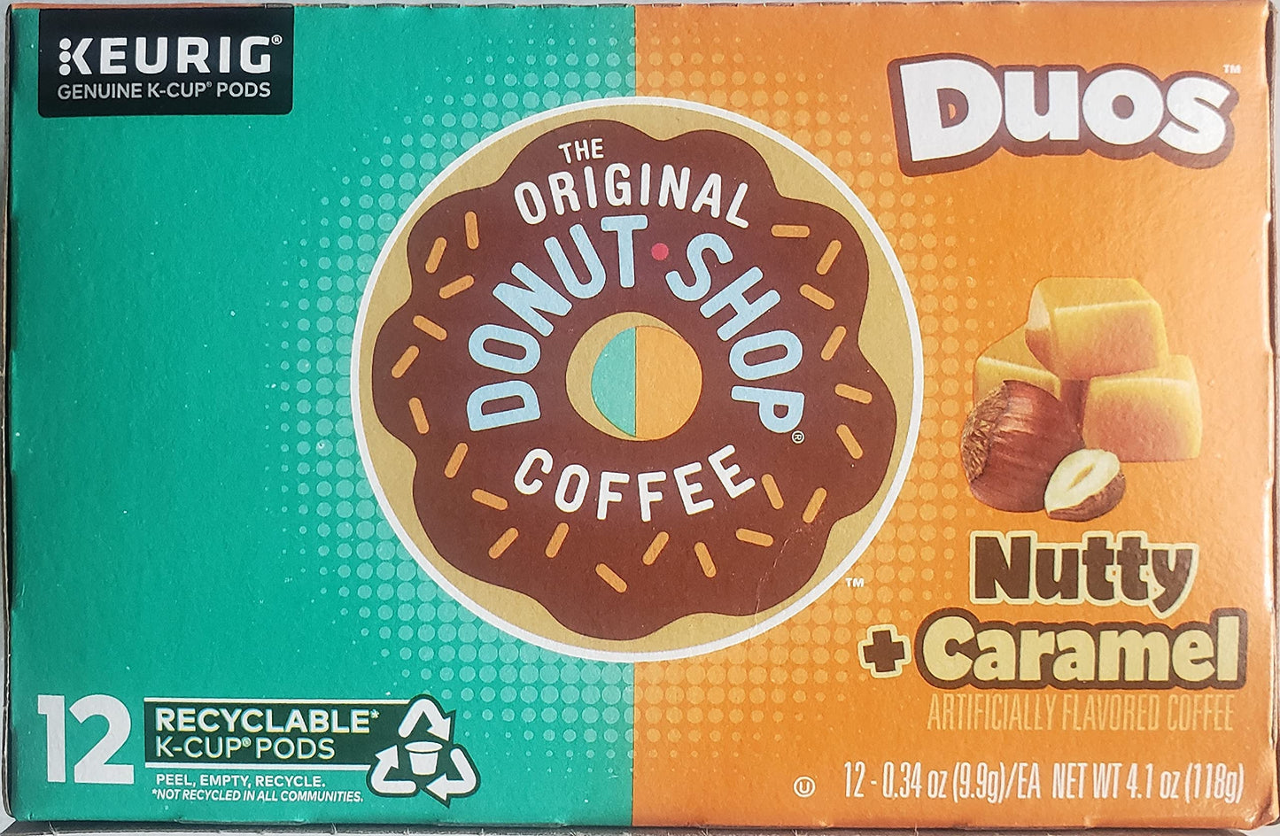 The Original Donut Shop Nutty Caramel Coffee K-Cups, 12 Count Box, Turquoise