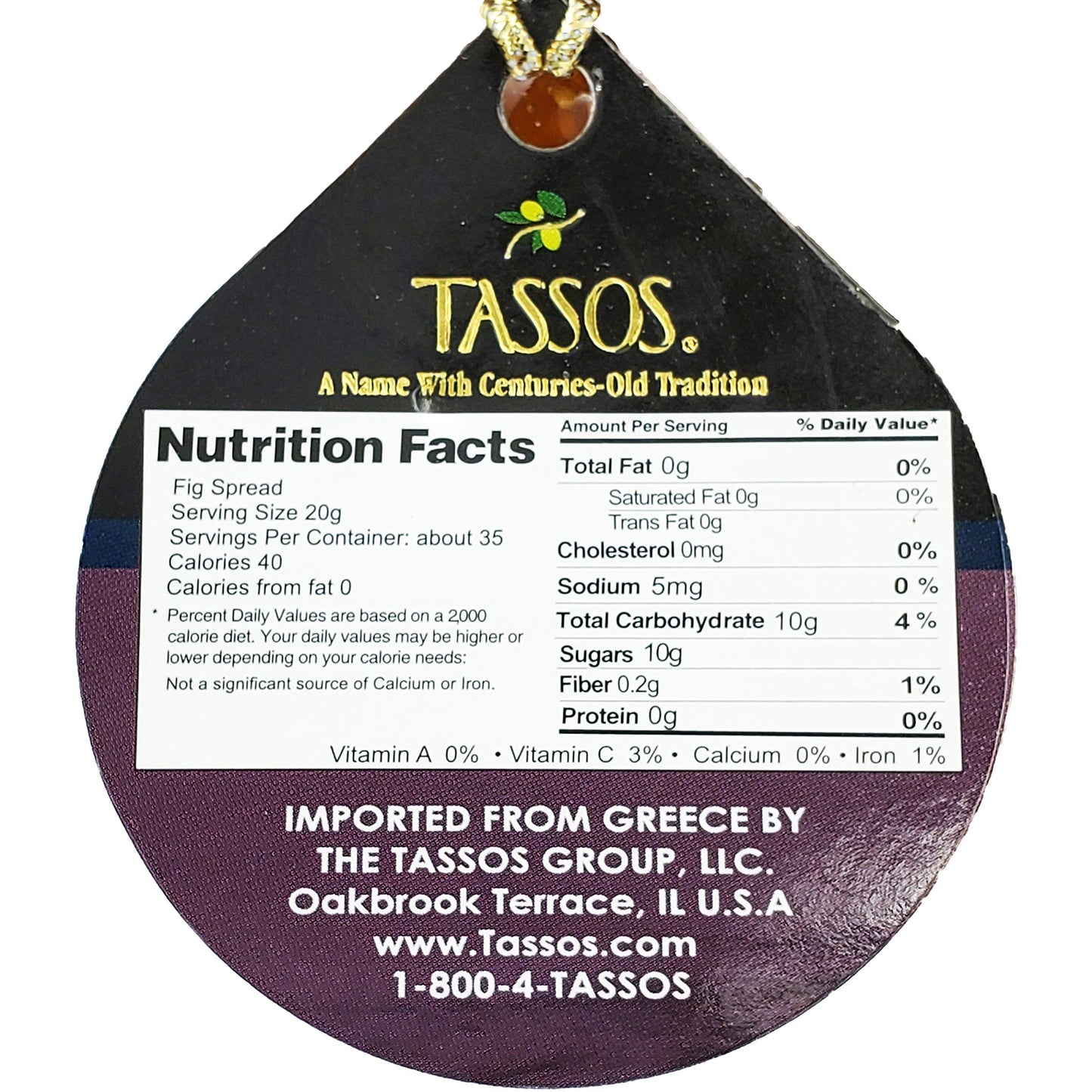 Tassos Traditional Greek Fig Preserve Spread (1 Jar)
