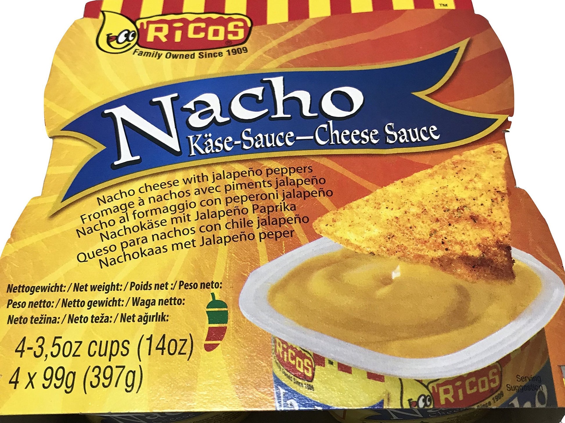 Ricos Nacho Cheese Dip,4 count, 3.5 Ounce