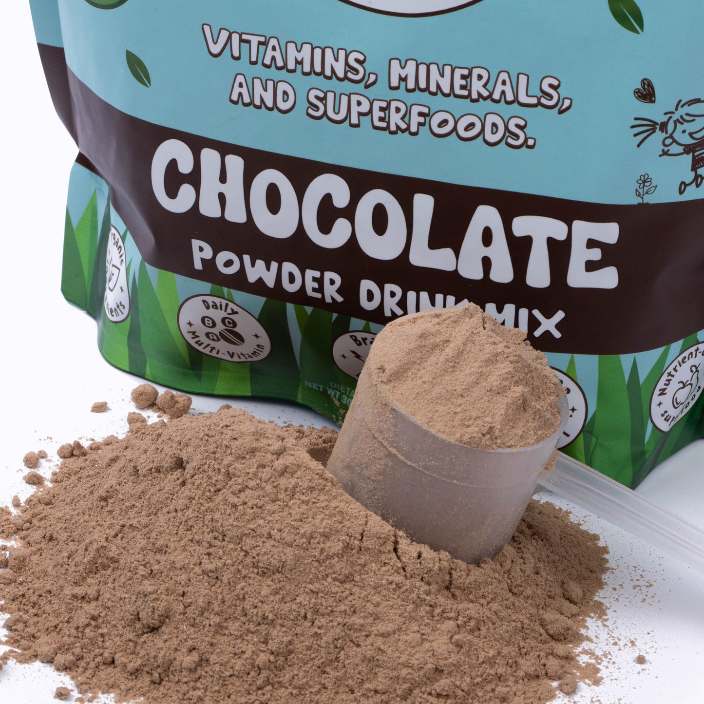 Wittles Kids Organic Chocolate Protein Shake for Youth & Teens  8g of Protein Powder + Superfood Nutrition Powder for Kids (30 Servings  Chocolate)