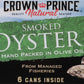 Crown Prince Smoked Oysters in Olive Oil, 3 Ounce Cans, Pack of 6