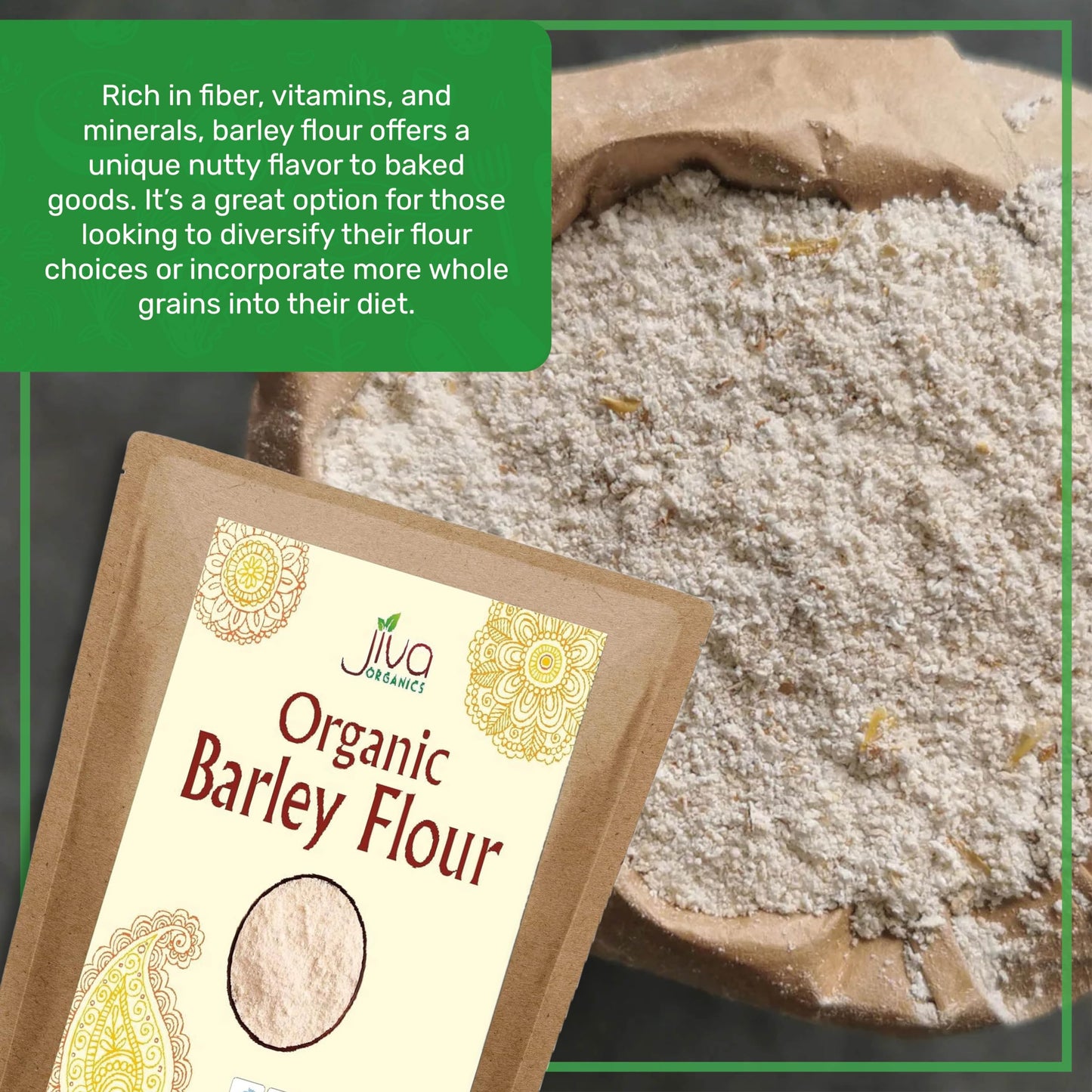 Jiva Organic Barley Flour 2 Pound - All Natural & Raw - Product Of India