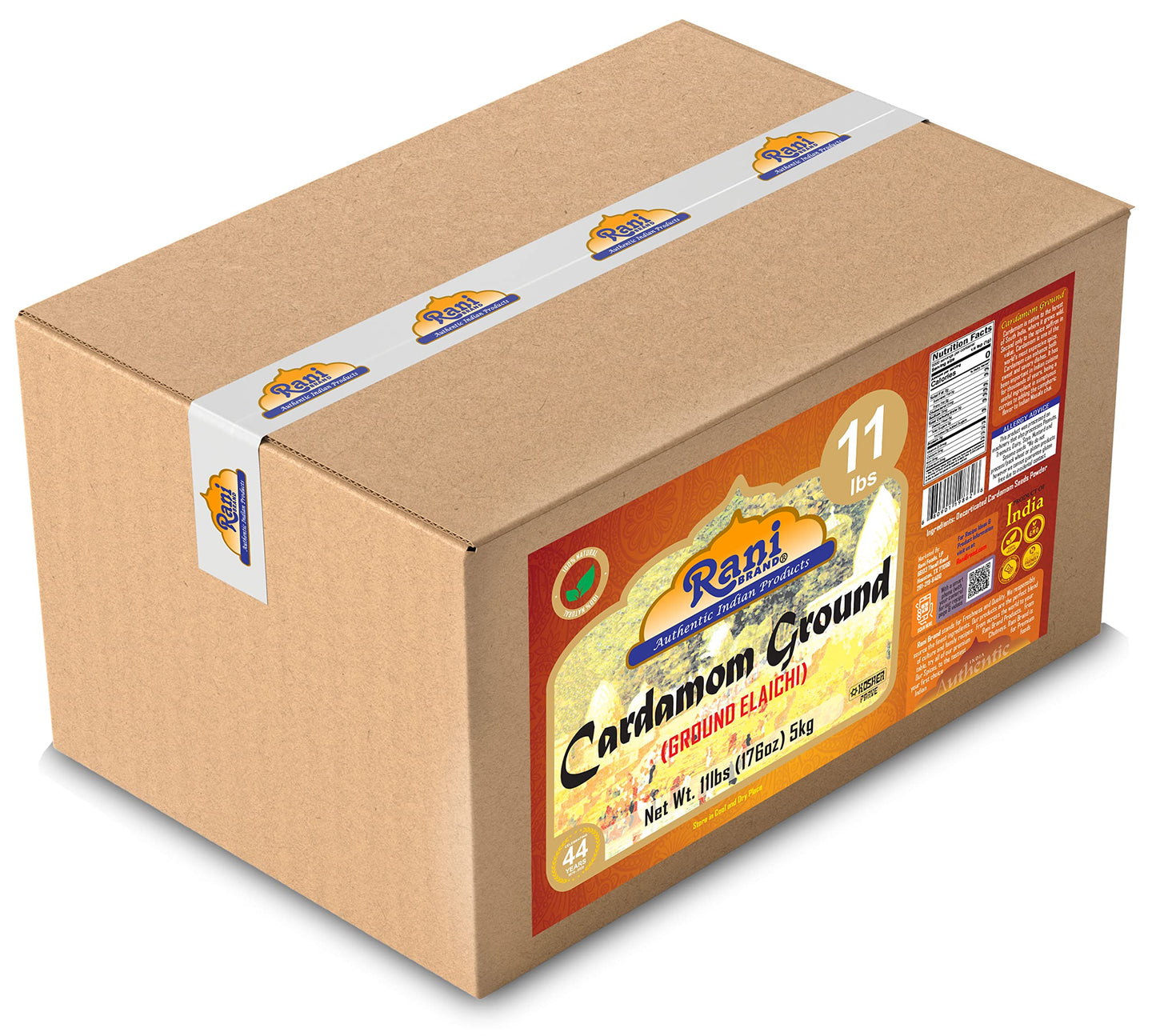 Rani Cardamom (Elachi) Ground, Powder Indian Spice 176Oz (11Lbs) 5Kg Bulk Box ~ All Natural | No Color Added | Gluten Friendly |